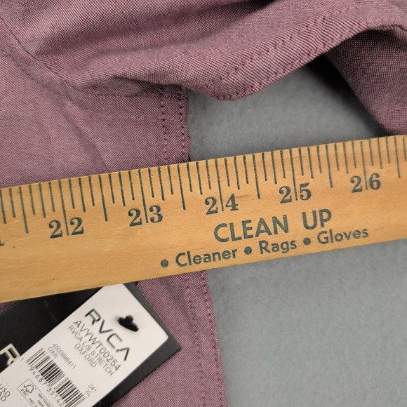 RVCA Shirt Mens XL Pink LS Stretch Oxford Slim Fit Button Down Pocket Casual - Picture 8 of 13